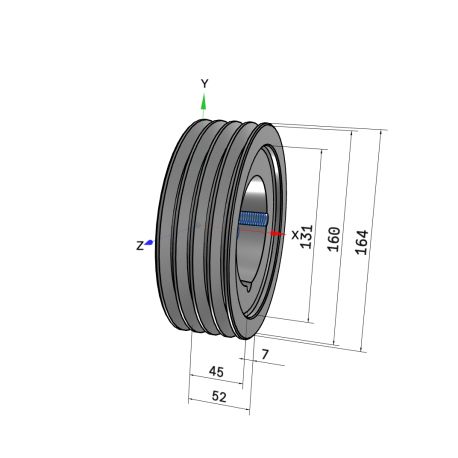 Poulie trapézoïdale SPZ / Z - 4 gorges - Ø160 mm - Moyeu amovible 2517 - Fonte