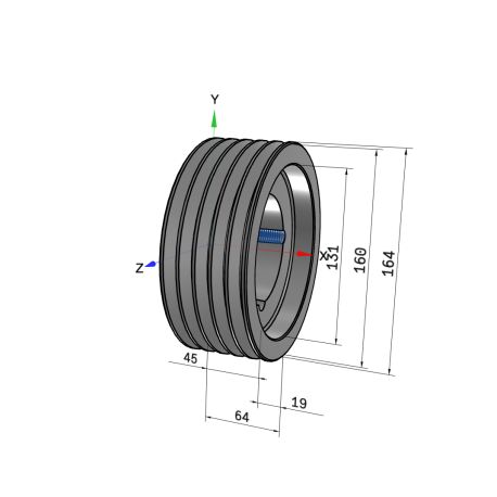 Poulie trapézoïdale SPZ / Z - 5 gorges - Ø160 mm - Moyeu amovible 2517 - Fonte