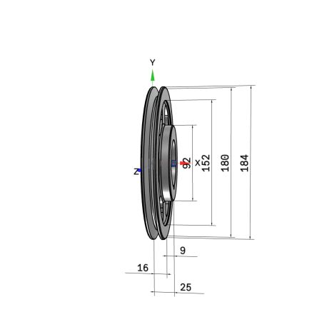 Poulie trapézoïdale SPZ / Z - 1 gorge - Ø180 mm - Moyeu amovible 1610 - Fonte