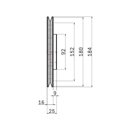 Poulie trapézoïdale SPZ / Z - 1 gorge - Ø180 mm - Moyeu amovible 1610 - Fonte