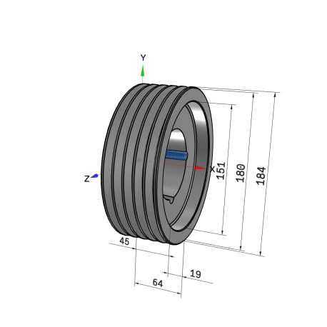 Poulie trapézoïdale SPZ / Z - 5 gorges - Ø180 mm - Moyeu amovible 2517 - Fonte