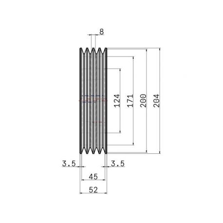 Poulie trapézoïdale SPZ / Z - 4 gorges - Ø200 mm - Moyeu amovible 2517 - Fonte