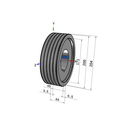 Poulie trapézoïdale SPZ / Z - 5 gorges - Ø200 mm - Moyeu amovible 2517 - Fonte