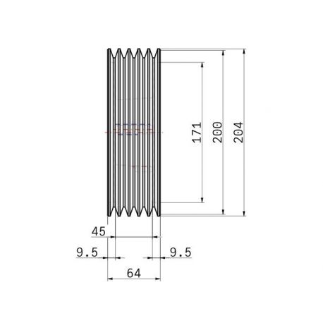 Poulie trapézoïdale SPZ / Z - 5 gorges - Ø200 mm - Moyeu amovible 2517 - Fonte