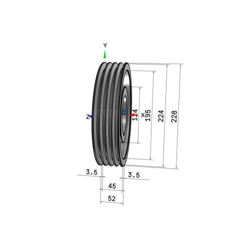 Poulie trapézoïdale SPZ / Z - 4 gorges - Ø224 mm - Moyeu amovible 2517 - Fonte