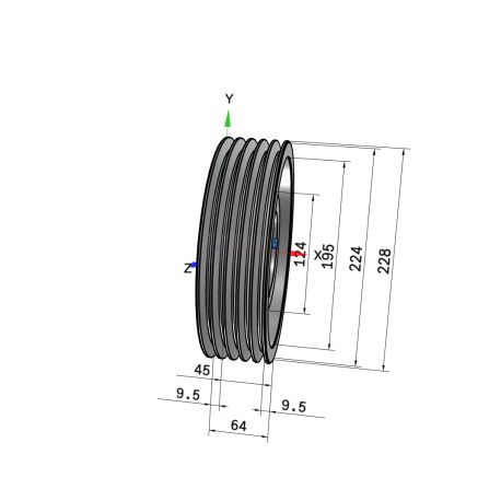 Poulie trapézoïdale SPZ / Z - 5 gorges - Ø224 mm - Moyeu amovible 2517 - Fonte