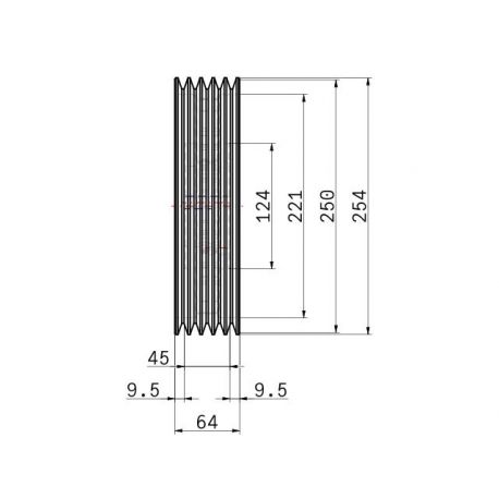 Poulie trapézoïdale SPZ / Z - 5 gorges - Ø250 mm - Moyeu amovible 2517 - Fonte