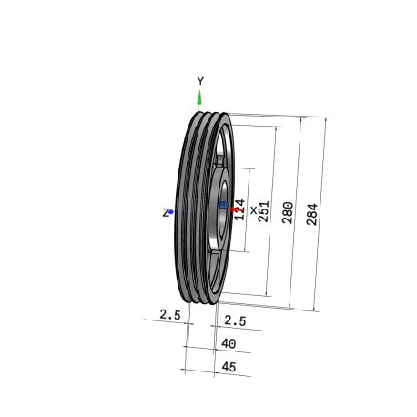 Poulie trapézoïdale SPZ / Z - 3 gorges - Ø280 mm - Moyeu amovible 2517 - Fonte