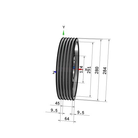 Poulie trapézoïdale SPZ / Z - 5 gorges - Ø280 mm - Moyeu amovible 2517 - Fonte