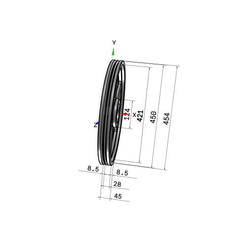 Poulie trapézoïdale SPZ / Z - 2 gorges - Ø450 mm - Moyeu amovible 2517 - Fonte