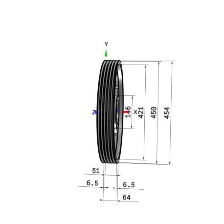 Poulie trapézoïdale SPZ / Z - 5 gorges - Ø450 mm - Moyeu amovible 3020 - Fonte