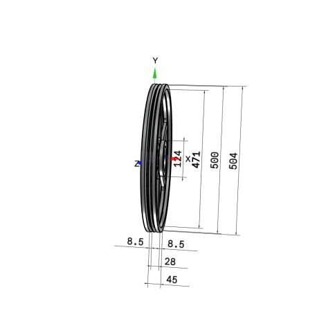 Poulie trapézoïdale SPZ / Z - 2 gorges - Ø450 mm - Moyeu amovible 2517 - Fonte