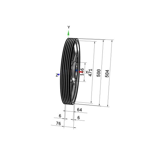Poulie trapézoïdale SPZ / Z - 5 gorges - Ø500 mm - Moyeu amovible 3030 - Fonte