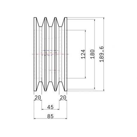 Poulie trapézoïdale SPC / C - 3 gorges - Ø180 mm - Moyeu amovible 2517 - Fonte