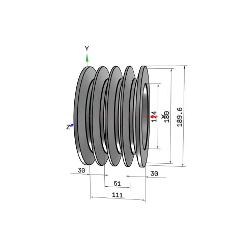 Poulie trapézoïdale SPC / C - 4 gorges - Ø180 mm - Moyeu amovible 3020 - Fonte