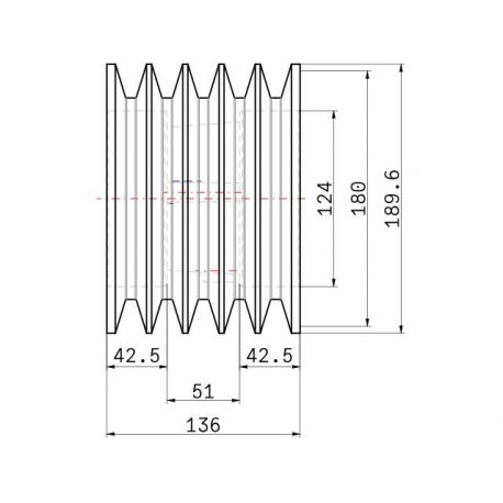 Poulie trapézoïdale SPC / C - 5 gorges - Ø180 mm - Moyeu amovible 3020 - Fonte