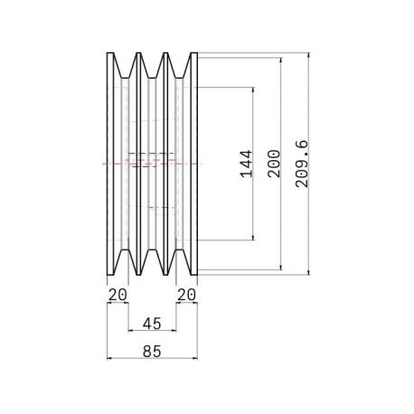 Poulie trapézoïdale SPC / C - 3 gorges - Ø200 mm - Moyeu amovible 2517 - Fonte