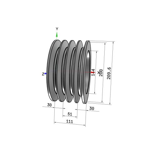 Poulie trapézoïdale SPC / C - 4 gorges - Ø200 mm - Moyeu amovible 3020 - Fonte