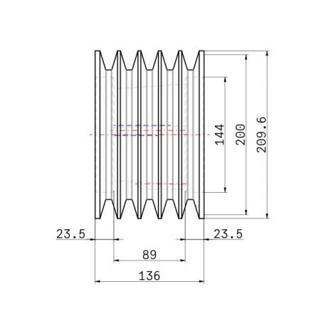 Poulie trapézoïdale SPC / C - 5 gorges - Ø200 mm - Moyeu amovible 3535 - Fonte