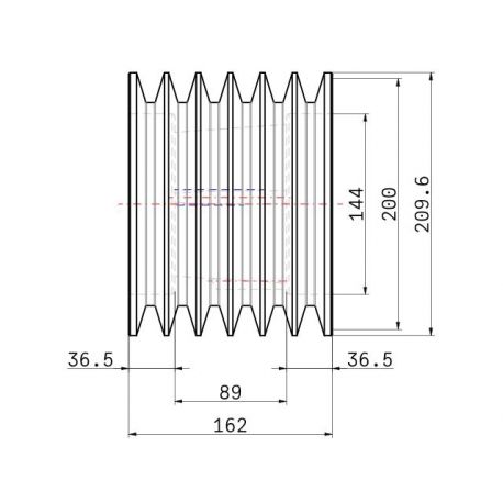 Poulie trapézoïdale SPC / C - 6 gorges - Ø200 mm - Moyeu amovible 3535 - Fonte