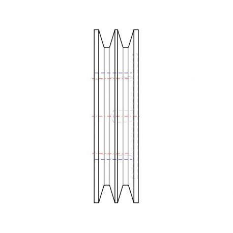 Poulie trapézoïdale SPC / C - 2 gorges - Ø224 mm - Moyeu amovible 3020 - Fonte