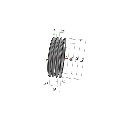 Poulie trapézoïdale SPB / B - 3 gorges - Ø212 mm - Moyeu amovible 2517 - Fonte