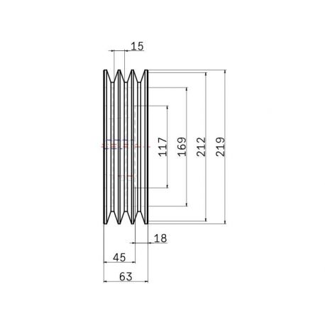 Poulie trapézoïdale SPB / B - 3 gorges - Ø212 mm - Moyeu amovible 2517 - Fonte