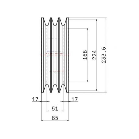 Poulie trapézoïdale SPC / C - 3 gorges - Ø224 mm - Moyeu amovible 3020 - Fonte