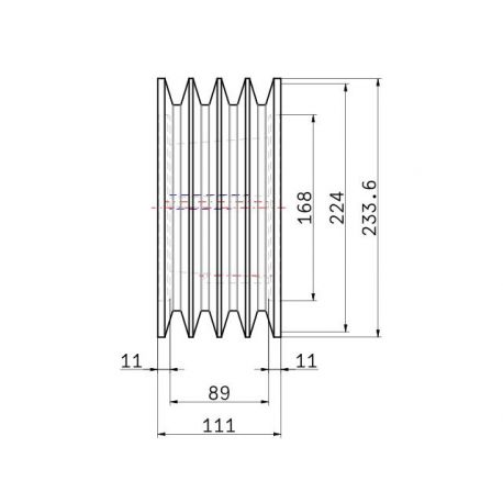 Poulie trapézoïdale SPC / C - 4 gorges - Ø224 mm - Moyeu amovible 3535 - Fonte