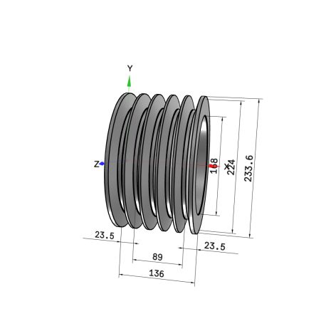 Poulie trapézoïdale SPC / C - 5 gorges - Ø224 mm - Moyeu amovible 3535 - Fonte