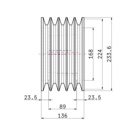 Poulie trapézoïdale SPC / C - 5 gorges - Ø224 mm - Moyeu amovible 3535 - Fonte