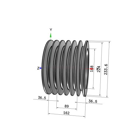Poulie trapézoïdale SPC / C - 6 gorges - Ø224 mm - Moyeu amovible 3535 - Fonte