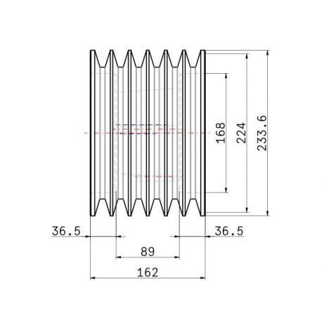 Poulie trapézoïdale SPC / C - 6 gorges - Ø224 mm - Moyeu amovible 3535 - Fonte