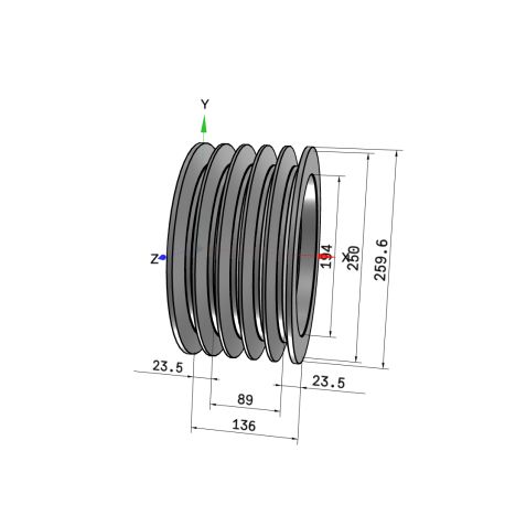 Poulie trapézoïdale SPC / C - 5 gorges - Ø250 mm - Moyeu amovible 3535 - Fonte