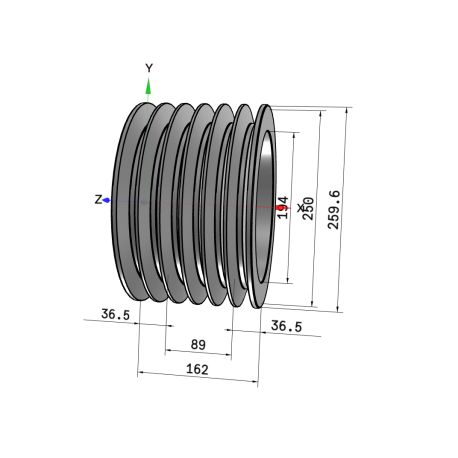 Poulie trapézoïdale SPC / C - 6 gorges - Ø250 mm - Moyeu amovible 3535 - Fonte
