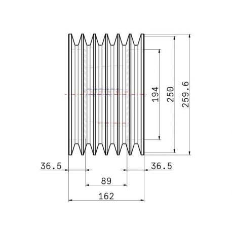 Poulie trapézoïdale SPC / C - 6 gorges - Ø250 mm - Moyeu amovible 3535 - Fonte