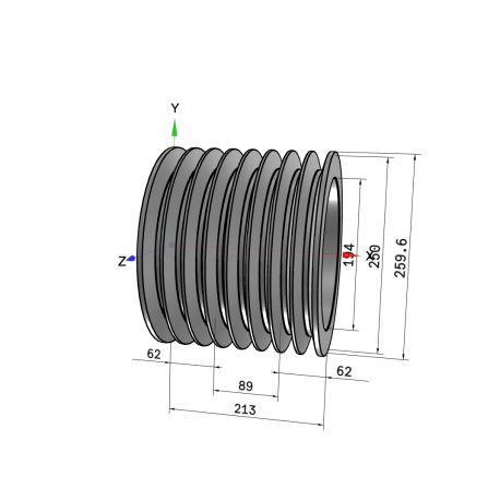 Poulie trapézoïdale SPC / C - 8 gorges - Ø250 mm - Moyeu amovible 3535 - Fonte