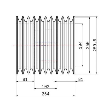 Poulie trapézoïdale SPC / C - 10 gorges - Ø250 mm - Moyeu amovible 4040 - Fonte