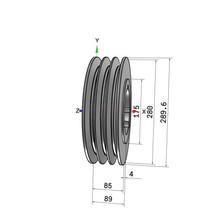 Poulie trapézoïdale SPC / C - 3 gorges - Ø280 mm - Moyeu amovible 3535 - Fonte