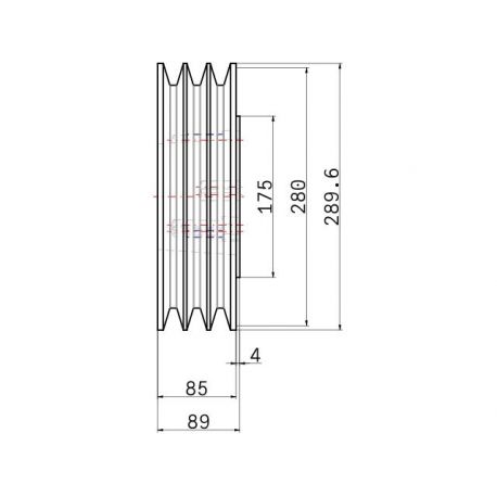 Poulie trapézoïdale SPC / C - 3 gorges - Ø280 mm - Moyeu amovible 3535 - Fonte