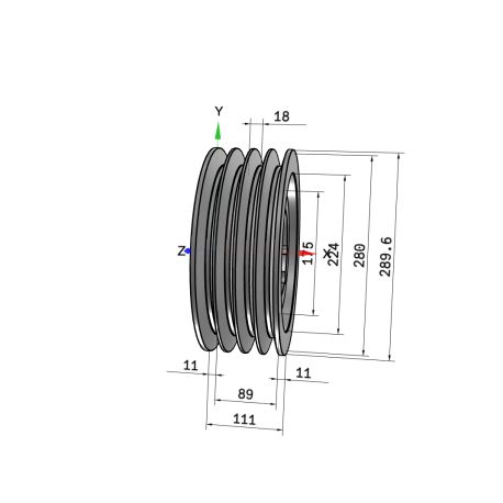 Poulie trapézoïdale SPC / C - 4 gorges - Ø280 mm - Moyeu amovible 3535 - Fonte