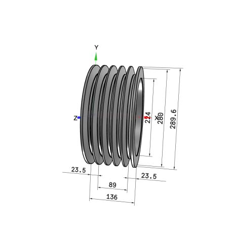 Poulie trapézoïdale SPC / C - 5 gorges - Ø280 mm - Moyeu amovible 3535 - Fonte