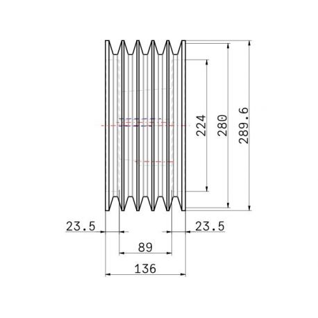 Poulie trapézoïdale SPC / C - 5 gorges - Ø280 mm - Moyeu amovible 3535 - Fonte