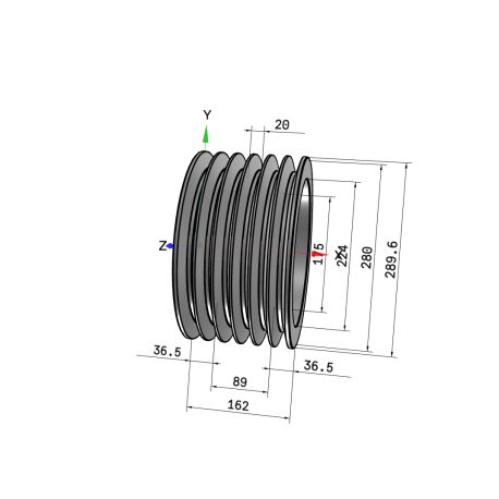 Poulie trapézoïdale SPC / C - 6 gorges - Ø280 mm - Moyeu amovible 3535 - Fonte