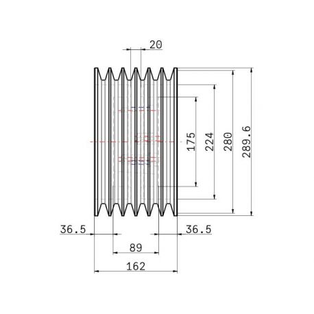 Poulie trapézoïdale SPC / C - 6 gorges - Ø280 mm - Moyeu amovible 3535 - Fonte