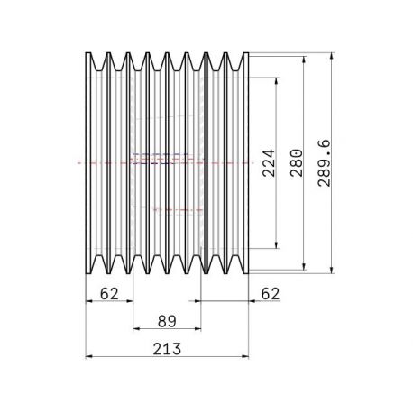 Poulie trapézoïdale SPC / C - 8 gorges - Ø280 mm - Moyeu amovible 3535 - Fonte
