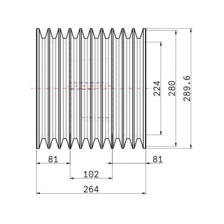 Poulie trapézoïdale SPC / C - 10 gorges - Ø280 mm - Moyeu amovible 4040 - Fonte