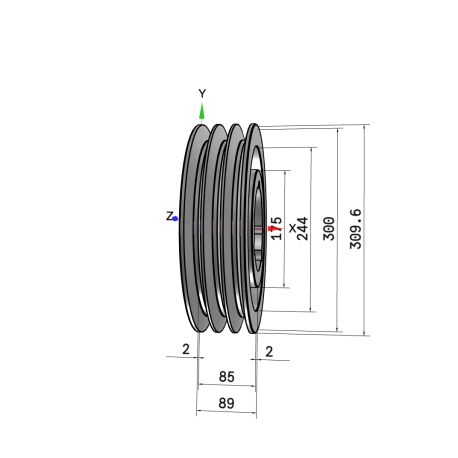 Poulie trapézoïdale SPC / C - 3 gorges - Ø300 mm - Moyeu amovible 3535 - Fonte