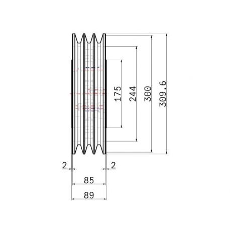 Poulie trapézoïdale SPC / C - 3 gorges - Ø300 mm - Moyeu amovible 3535 - Fonte