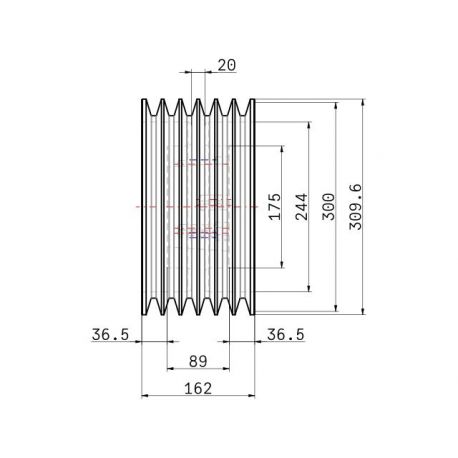 Poulie trapézoïdale SPC / C - 6 gorges - Ø300 mm - Moyeu amovible 3535 - Fonte